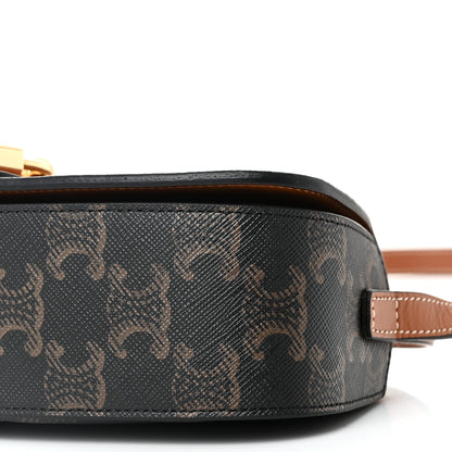 Celine Triomphe Canvas Calfskin Tabou Clutch on Strap Tan 9 of 9