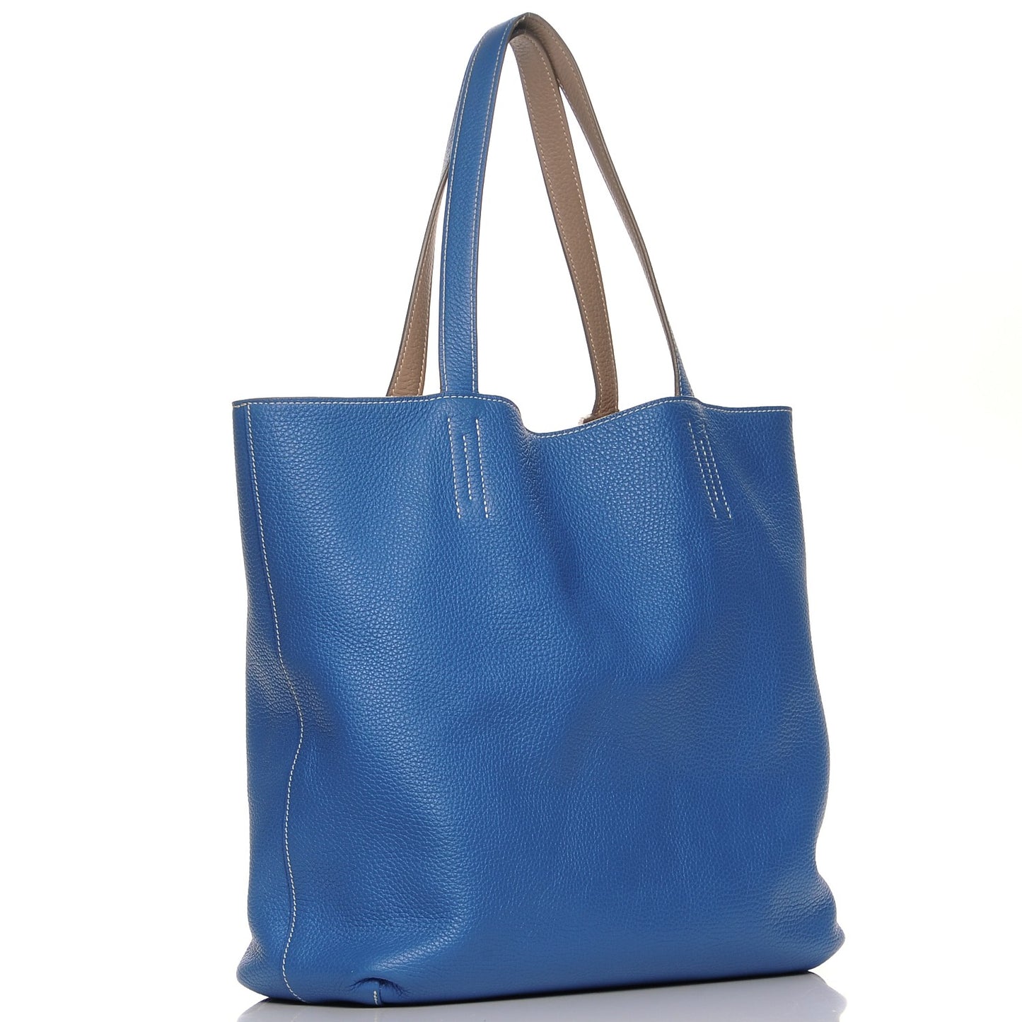 Taurillon Clemence Double Sens 45 Reversible Tote Mykonos Gris Tourterelle