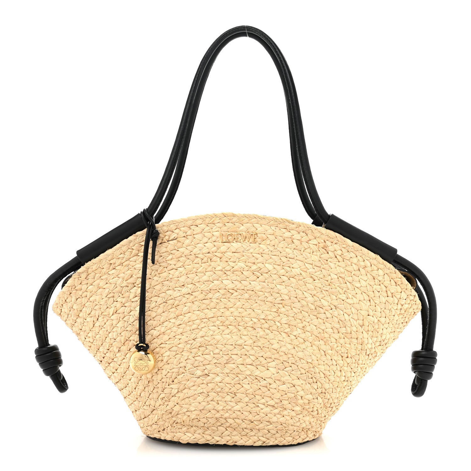 Loewe Raffia Nappa Calfskin Small Paseo Basket Bag Natural Black 1 of 14