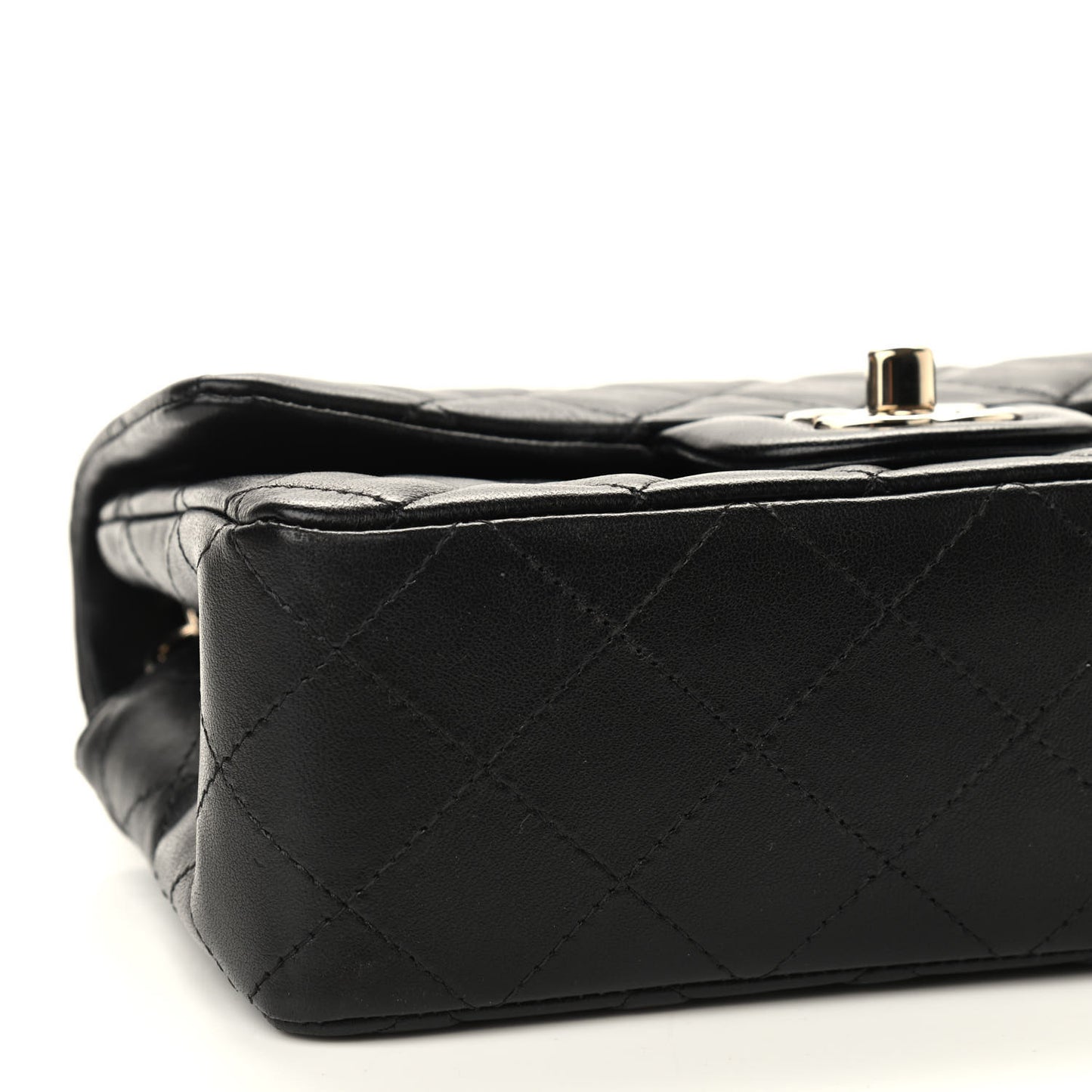 Lambskin Quilted Mini Rectangular Flap Black