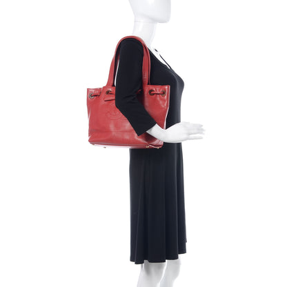 Chanel Caviar CC Drawstring Shoulder Bag Red 2 of 13