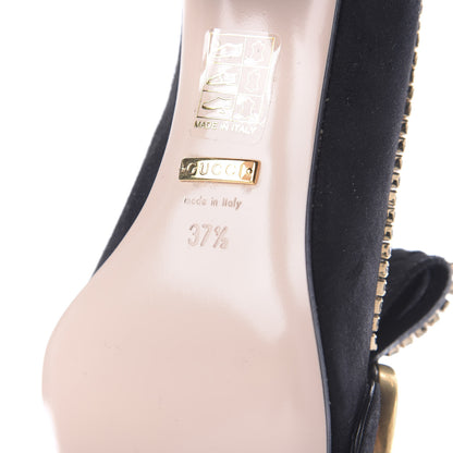 Gucci Kid Scamosciato Crystal GG Marmont Fringe 50mm Loafer Pumps 37.5 Black 11 of 12