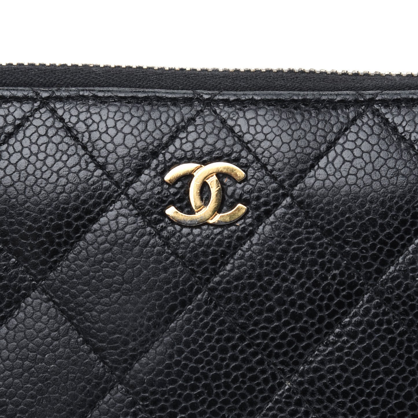 Caviar Quilted Large Gusset Zip Around Wallet Black