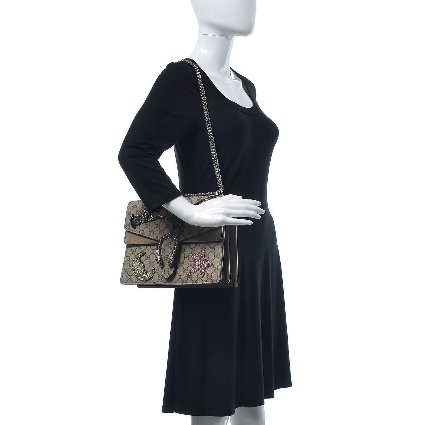 GG Supreme Monogram Shooting Star Embroidered Medium Dionysus Shoulder Bag Beige