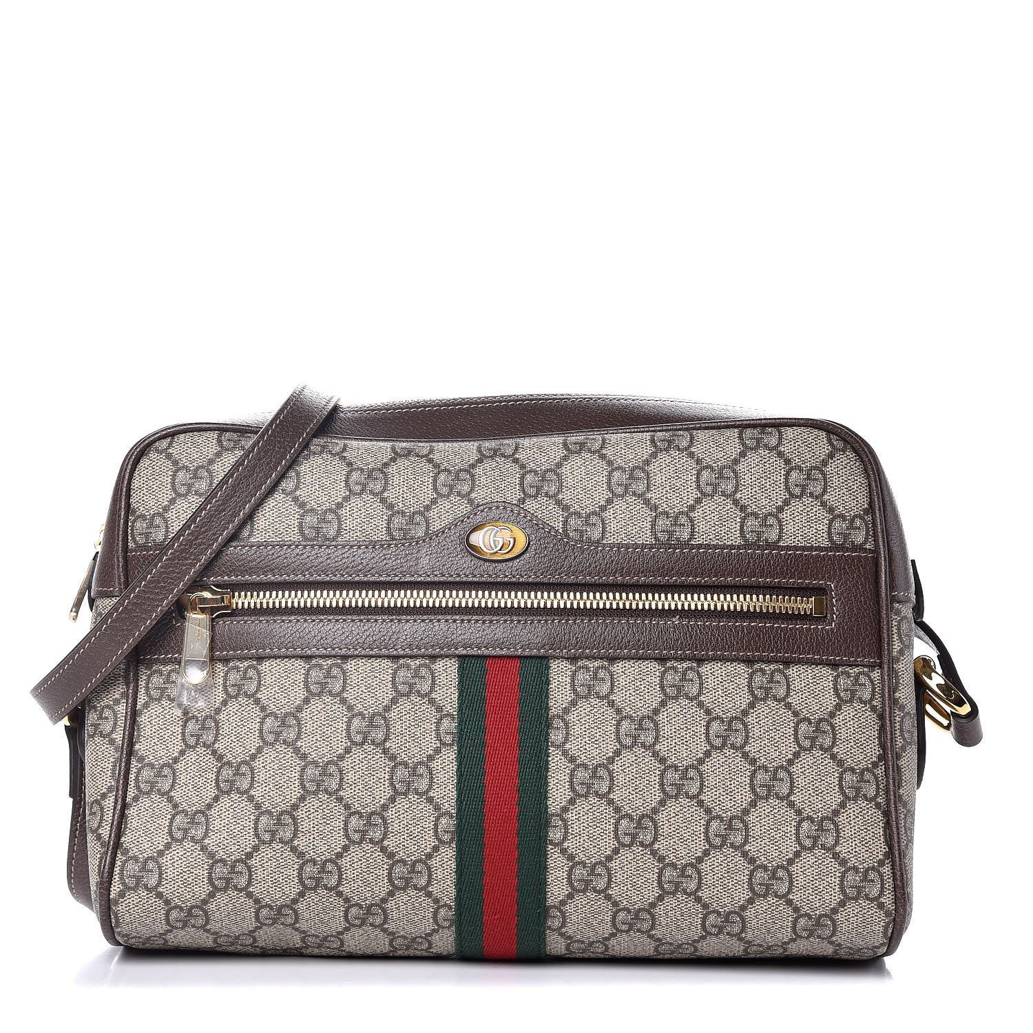 Gucci GG Supreme Monogram Web Small Ophidia Shoulder Bag Brown 1 of 9