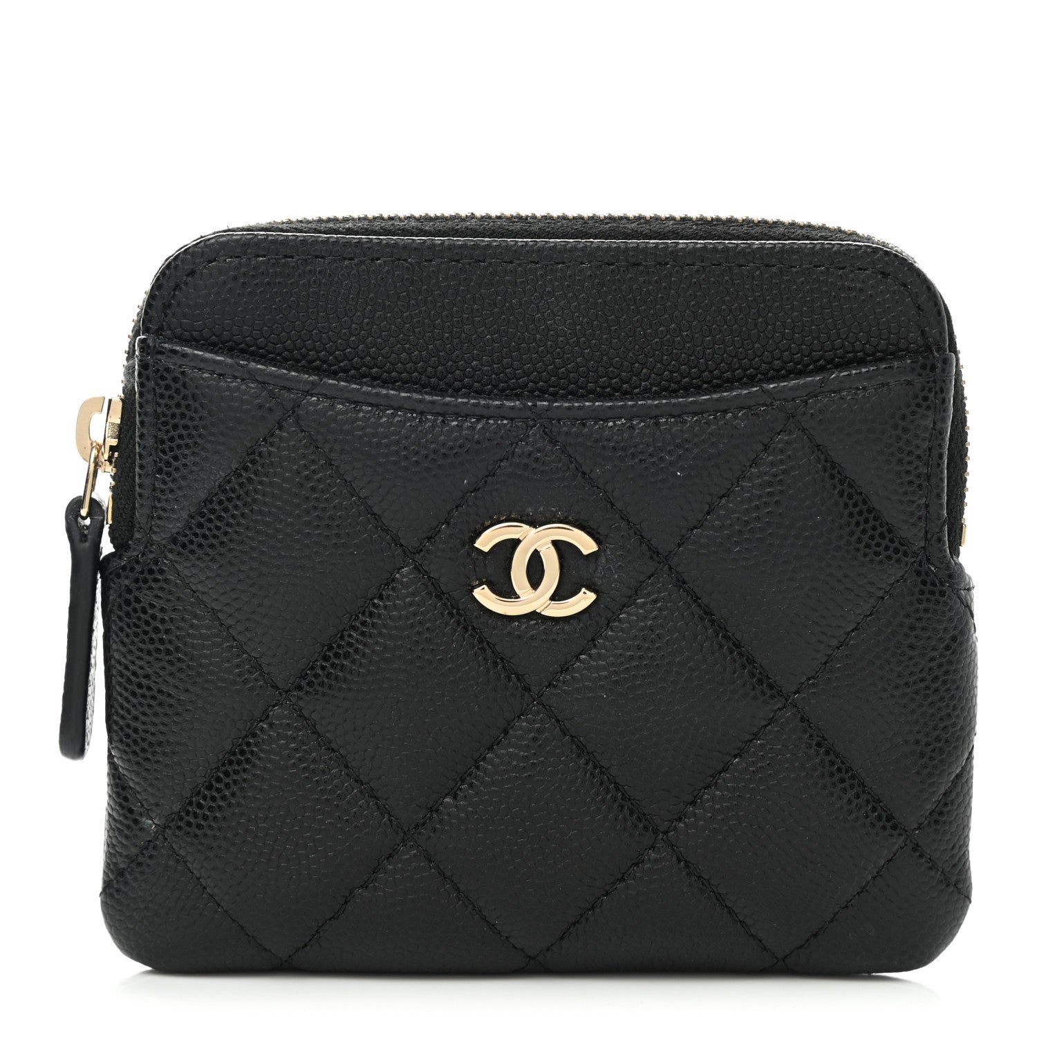 Chanel Caviar Quilted Zip Card Holder Wallet Black 1 of 9
