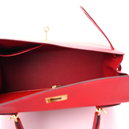 Hermes Epsom Kelly Sellier 35 Rouge Casaque 7 of 11