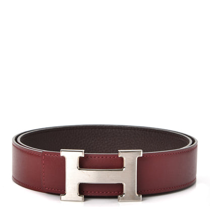 Hermes Tadelakt Togo 32mm H Belt 85 Rouge H Chocolate 1 of 8