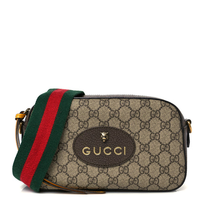 Gucci GG Supreme Monogram Web Neo Vintage Shoulder Bag Beige New Acero Crop 1 of 11