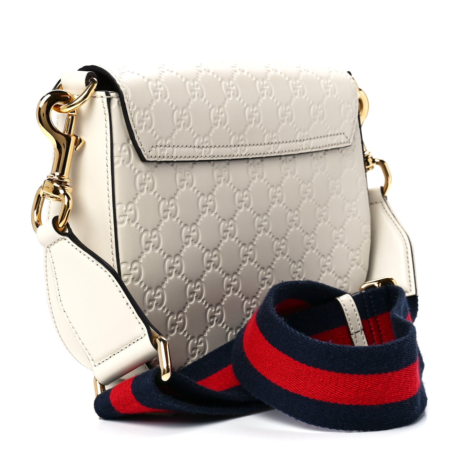 Guccissima Web Medium Padlock Messenger Shoulder Bag White