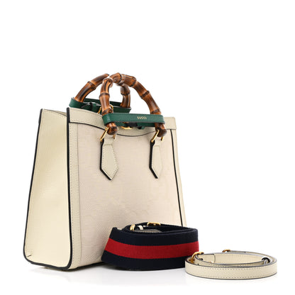 Gucci Monogram Jumbo GG Textured Dollar Calfskin Small Diana Tote Bag Off White 3 of 11