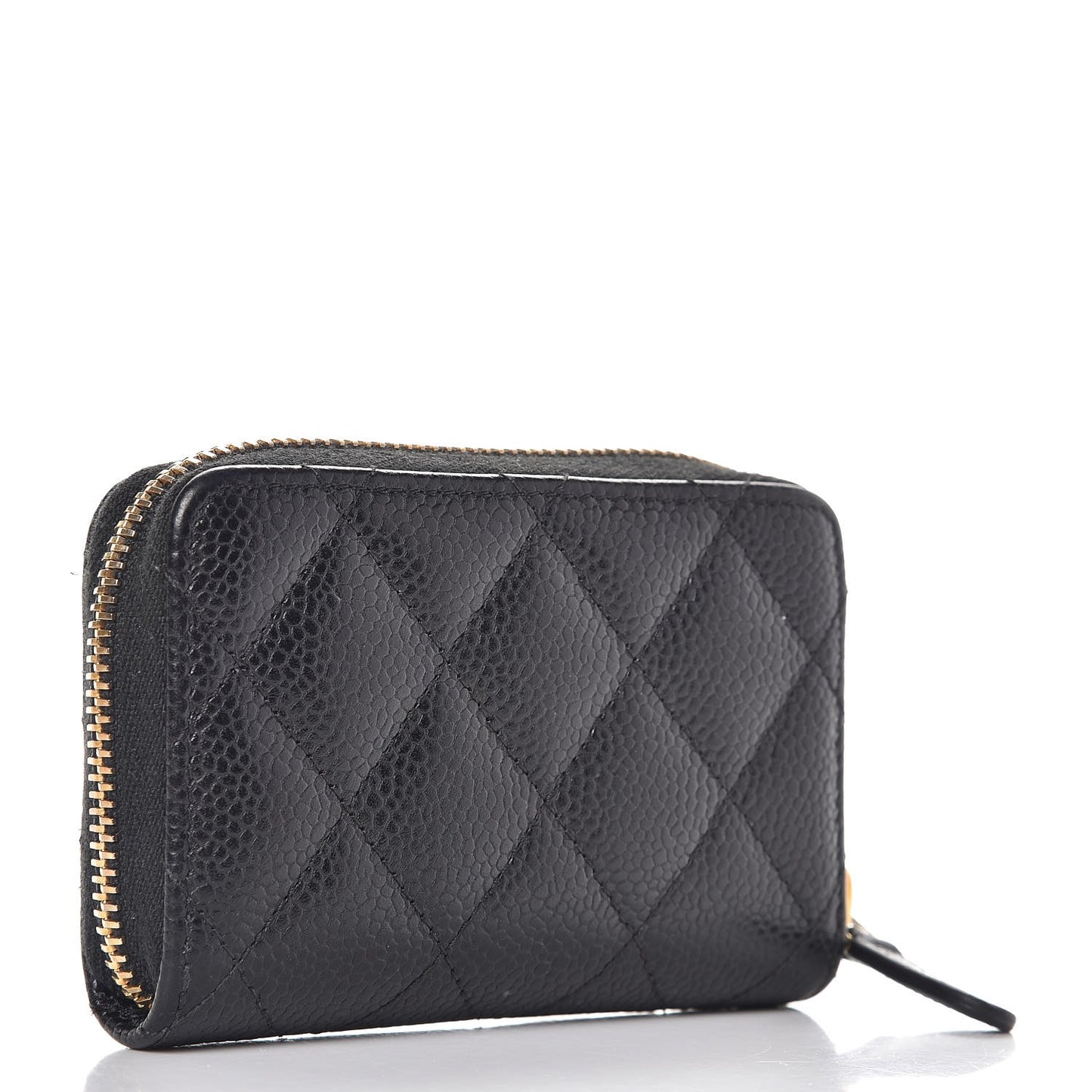Caviar Quilted Zip Coin Purse Black
