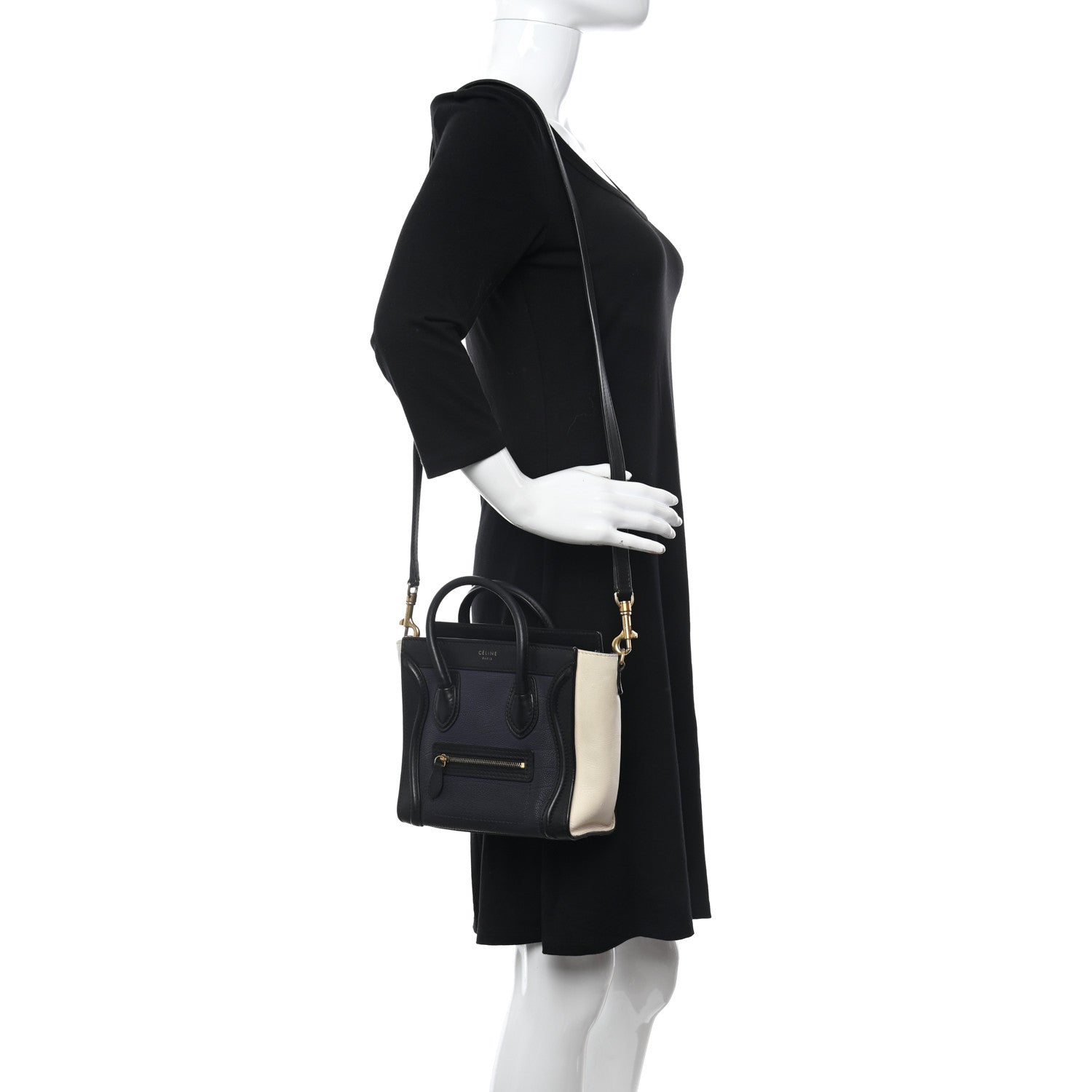 Celine Canvas Smooth Calfskin Nano Tri-Color Luggage Navy Blue 2 of 8