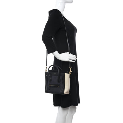 Celine Canvas Smooth Calfskin Nano Tri-Color Luggage Navy Blue 2 of 8