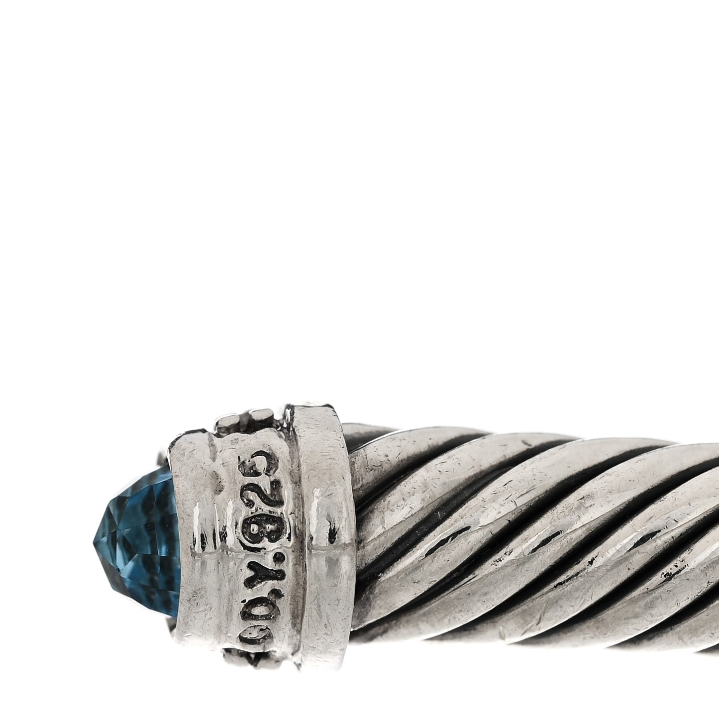 Sterling Silver Diamond Blue Topaz 5mm Cable Classics Bracelet