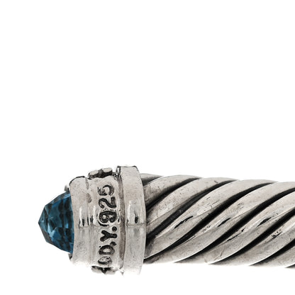 David Yurman Sterling Silver Diamond Blue Topaz 5mm Cable Classics Bracelet 3 of 3