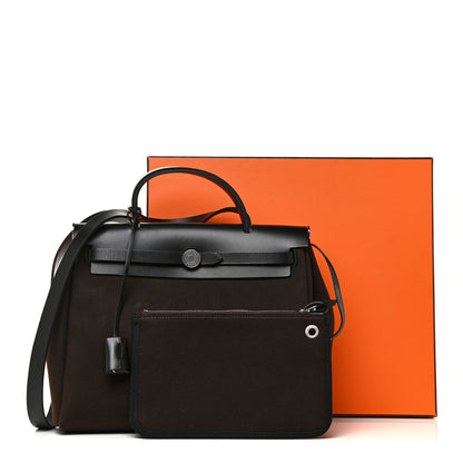 Hermes Military Toile Vache Hunter Herbag Zip Retourne 31 PM Ebene Black 16 of 16