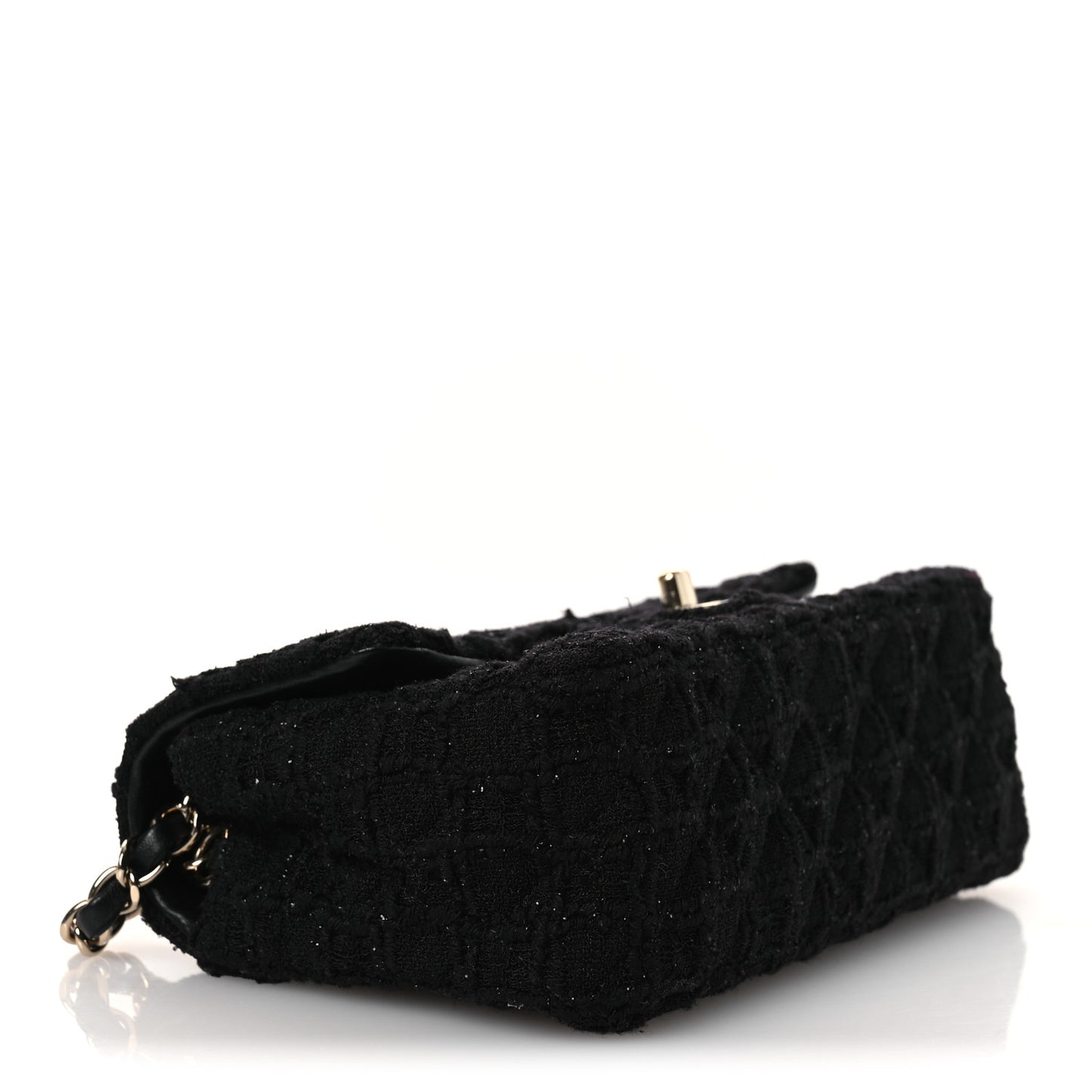 Tweed Quilted Mini Rectangular Flap Black