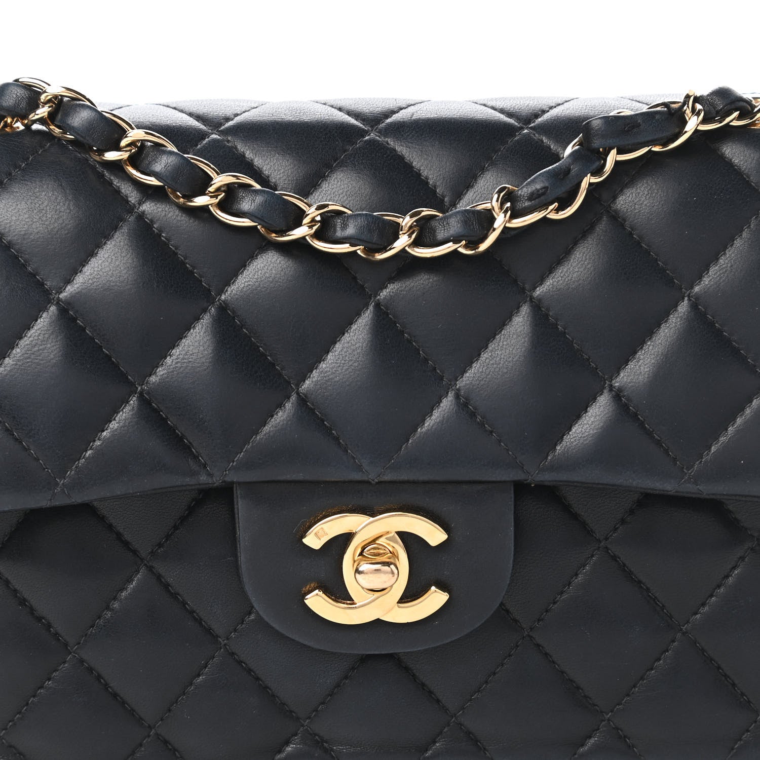 Chanel Lambskin Quilted Small Double Flap Navy 10 of 10