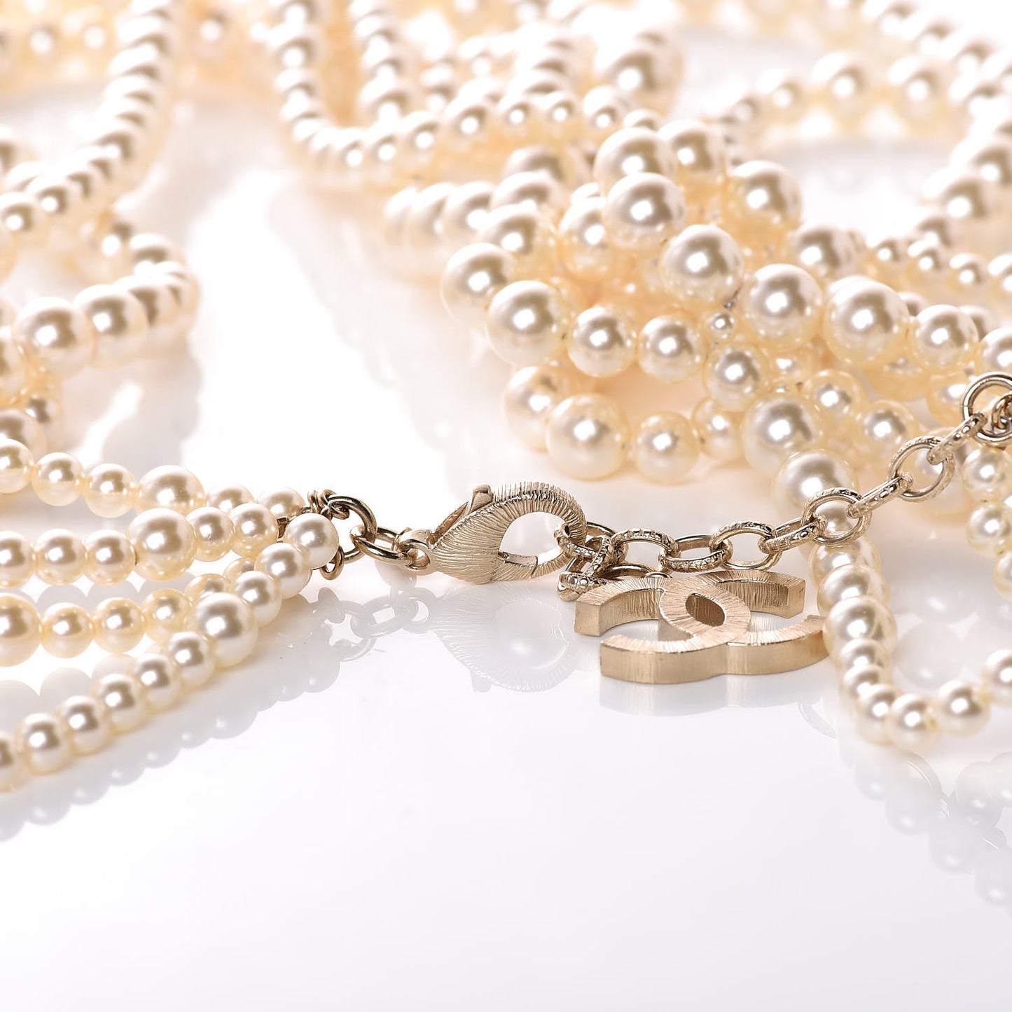 Pearl Multi Strand CC Necklace Gold