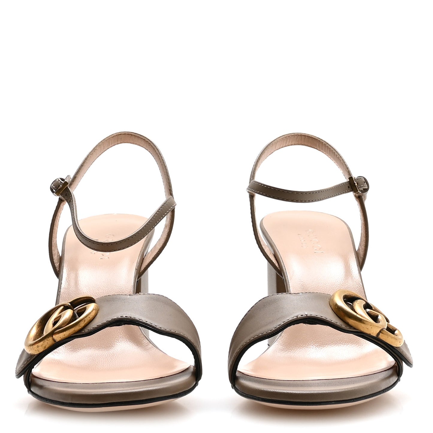 Lifford Calfskin GG Marmont Ankle Wrap 75mm Sandals 35.5 Mud
