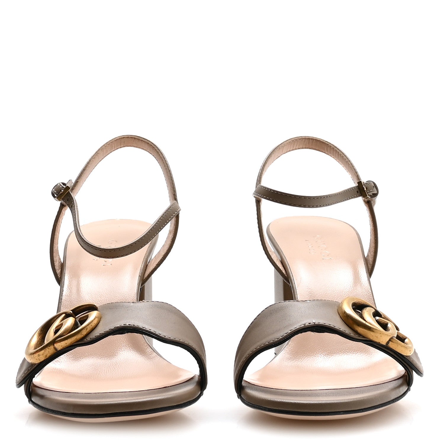 Gucci Lifford Calfskin GG Marmont Ankle Wrap 75mm Sandals 35.5 Mud 3 of 8