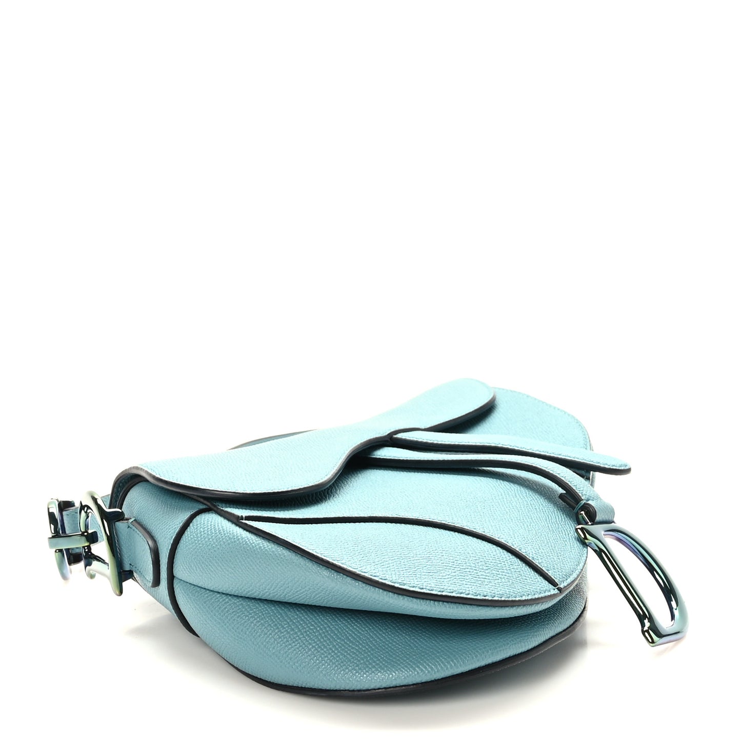 Grained Calfskin Saddle Bag Sky Blue