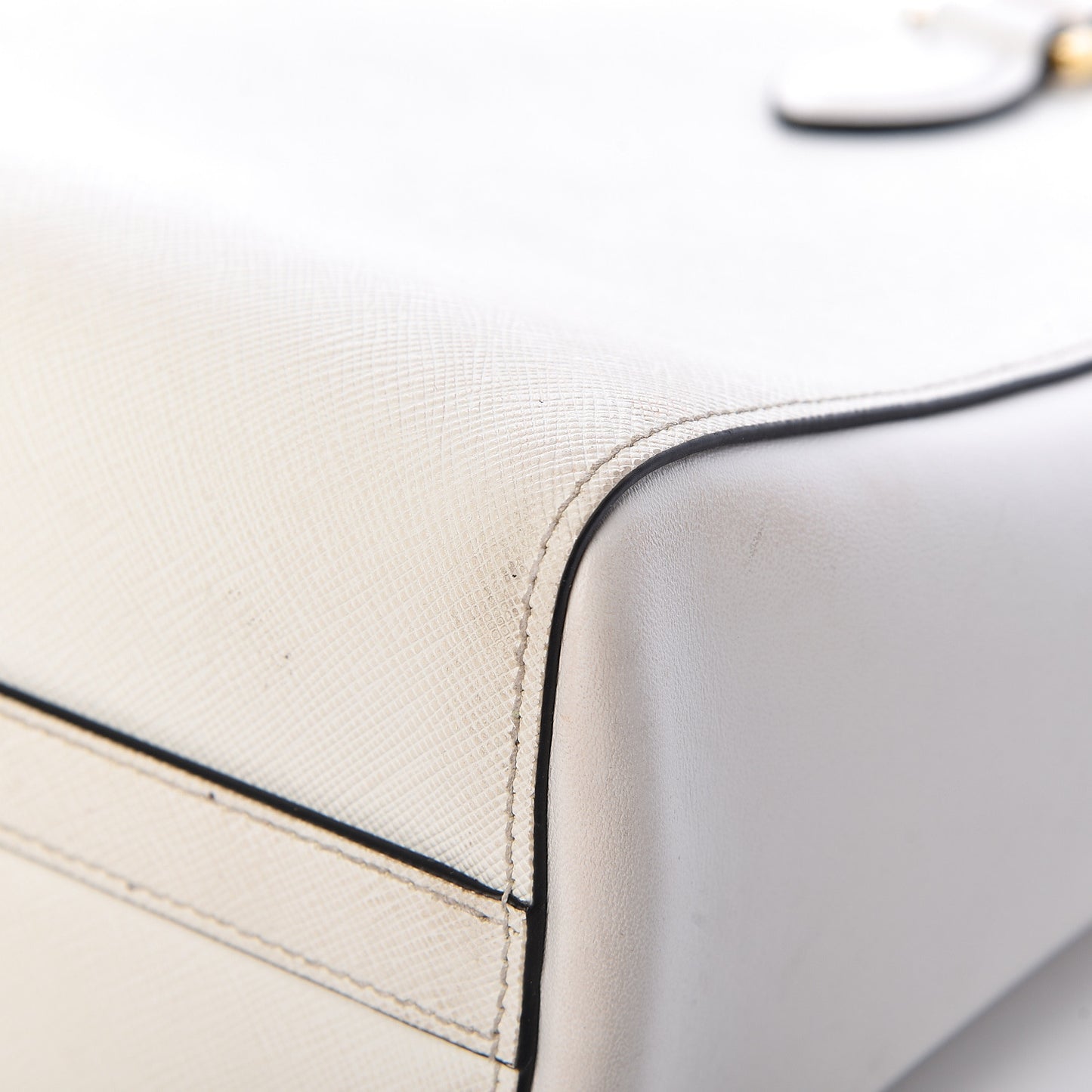 Saffiano Soft Calfskin Zippered Tote White