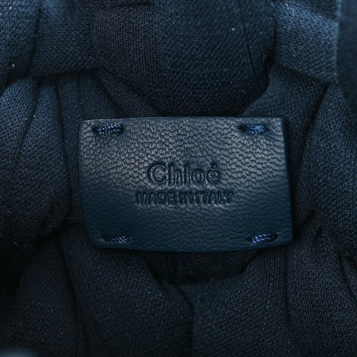 Chloe Jersey Woven Wooden C Shoulder Bag Navy 7 of 9