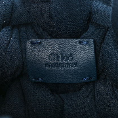 Chloe Jersey Woven Wooden C Shoulder Bag Navy 7 of 9