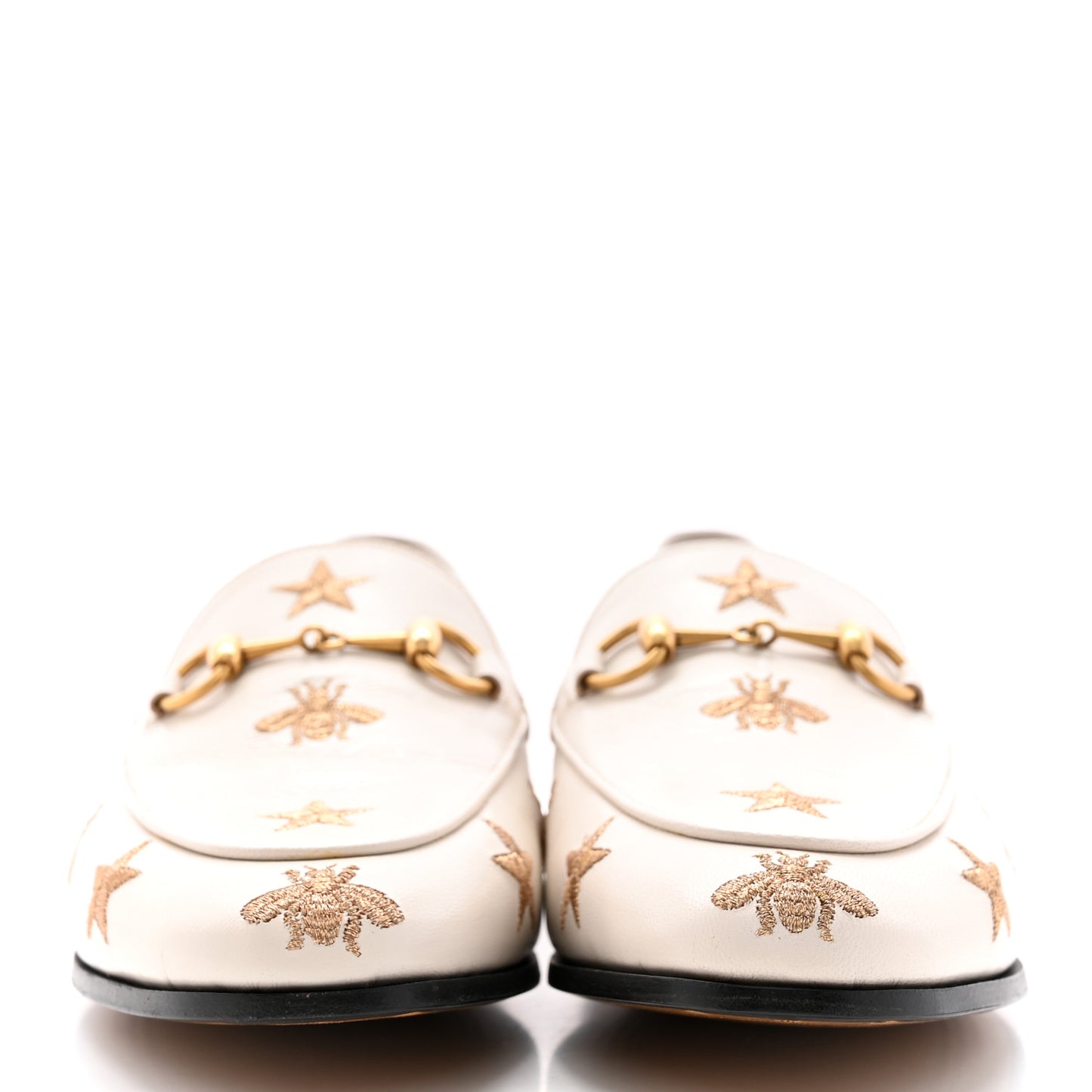 Goatskin Bee Star Embroidered Womens Jordaan Loafers 36.5 Mystic White