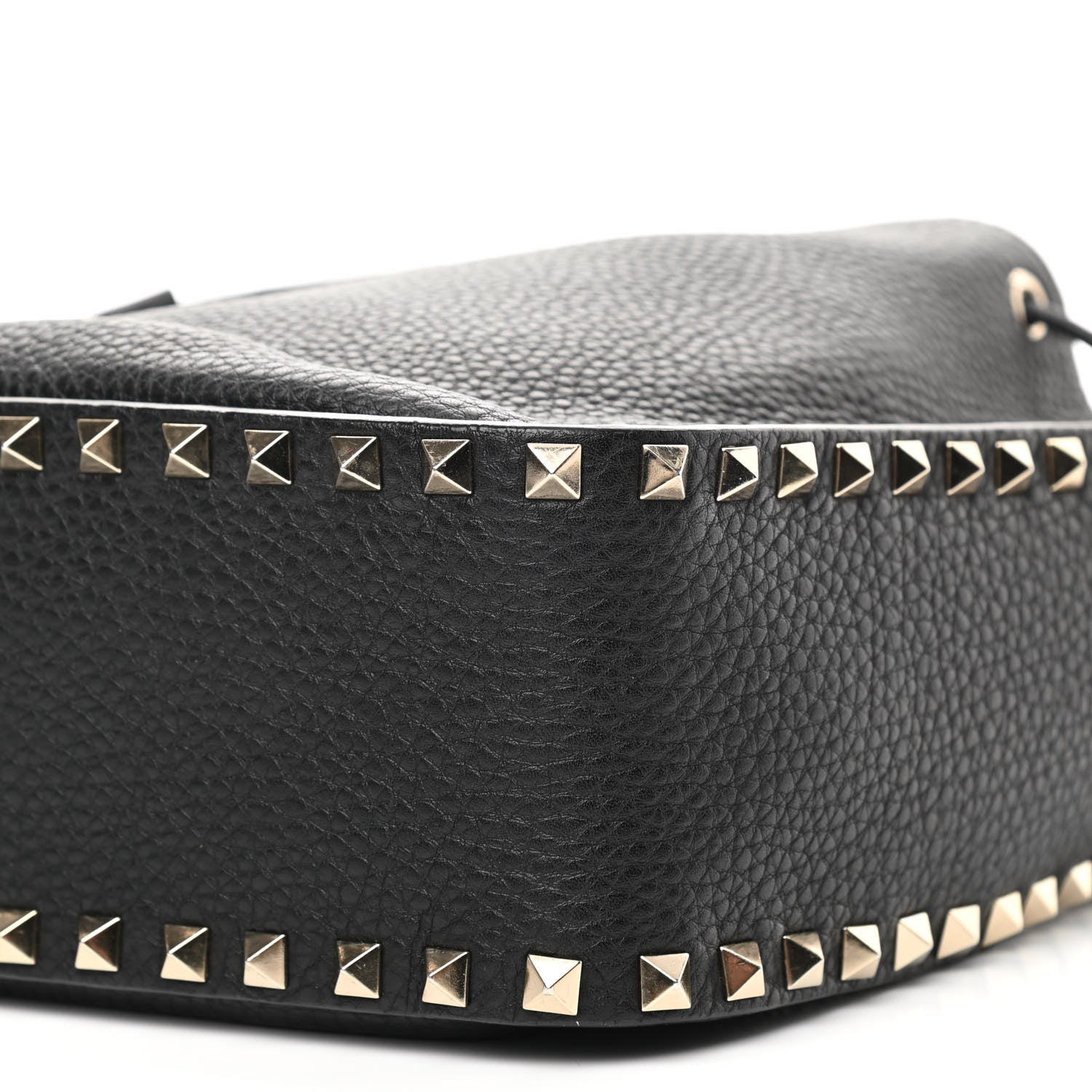 Valentino Garavani Grained Calfskin Rockstud Bucket Bag Black 9 of 9