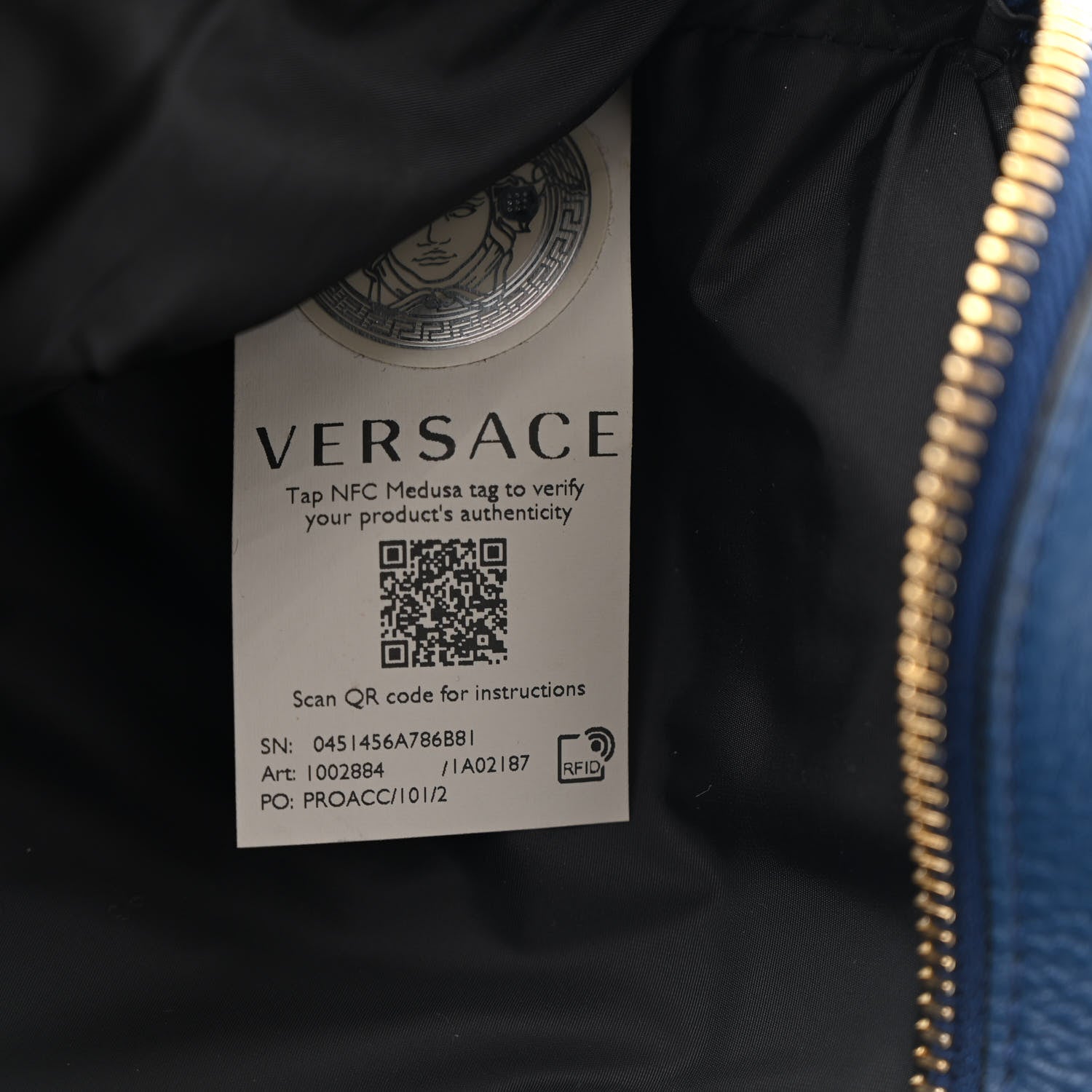 Versace Grained Calfskin Vanitas Medea Belt Bag Blue 7 of 12