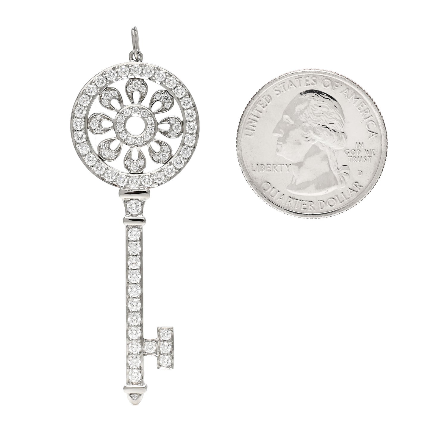 Platinum Diamond Petals Key Pendant
