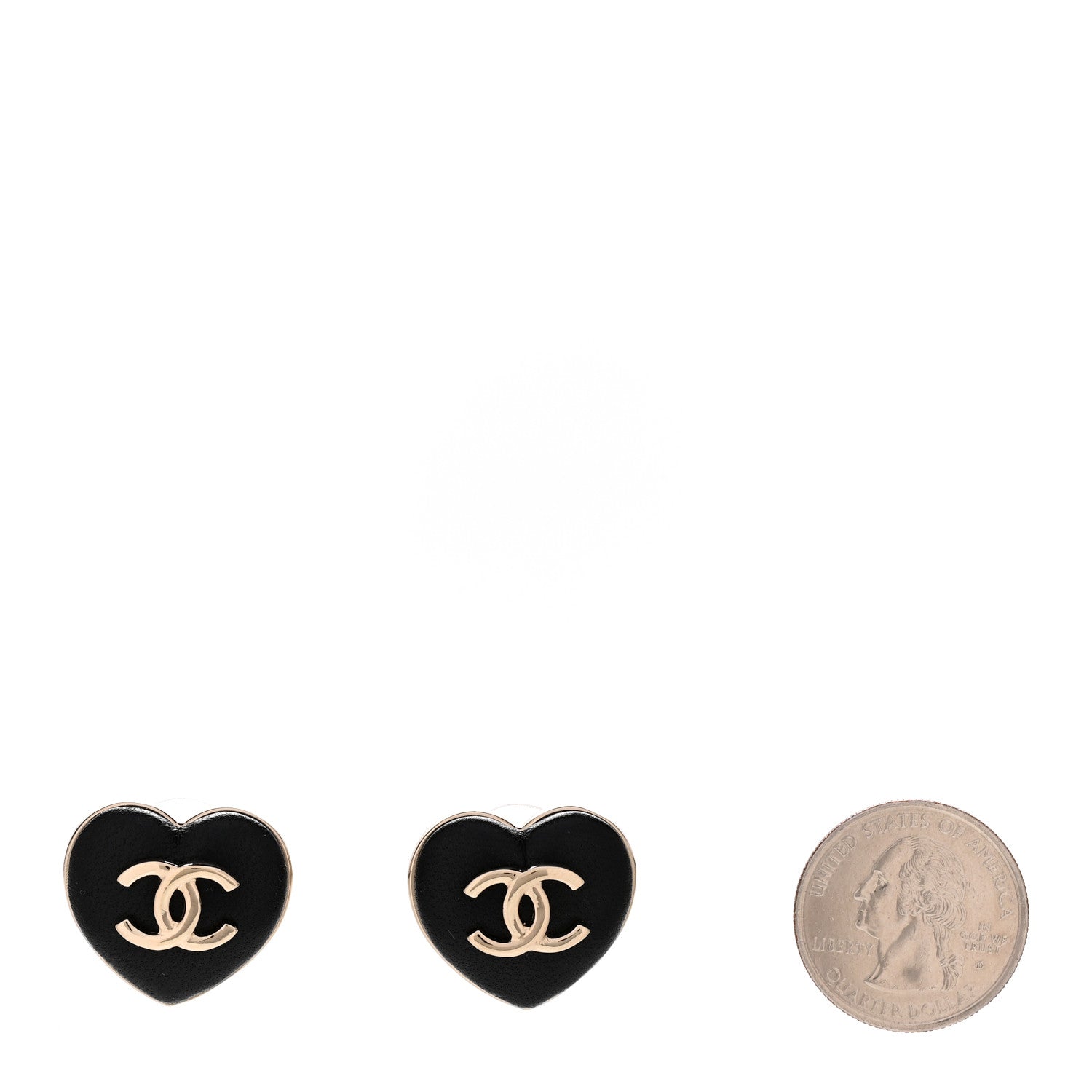 Chanel Lambskin CC Heart Earrings Black Gold 2 of 4