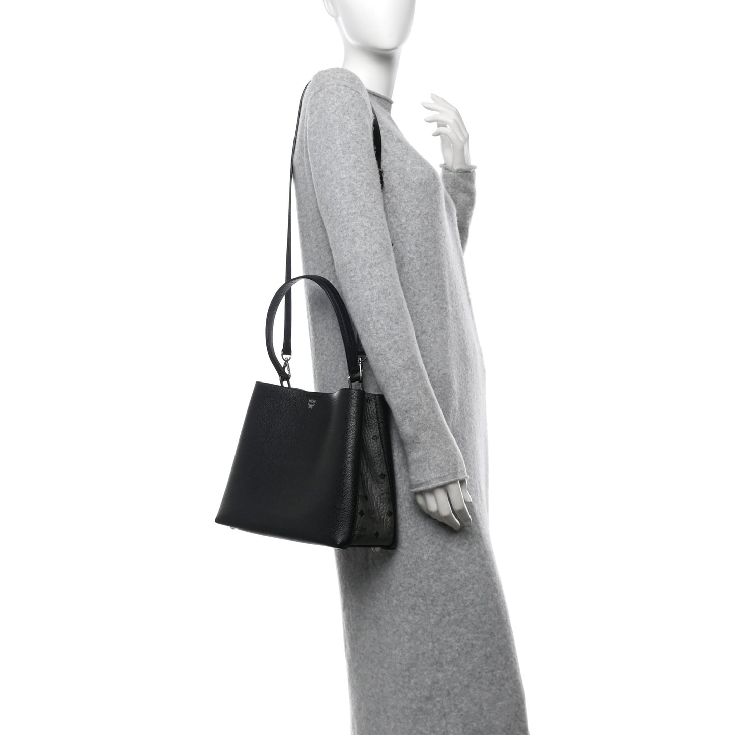 Grained Calfskin Visetos Medium Sarah Hobo Black