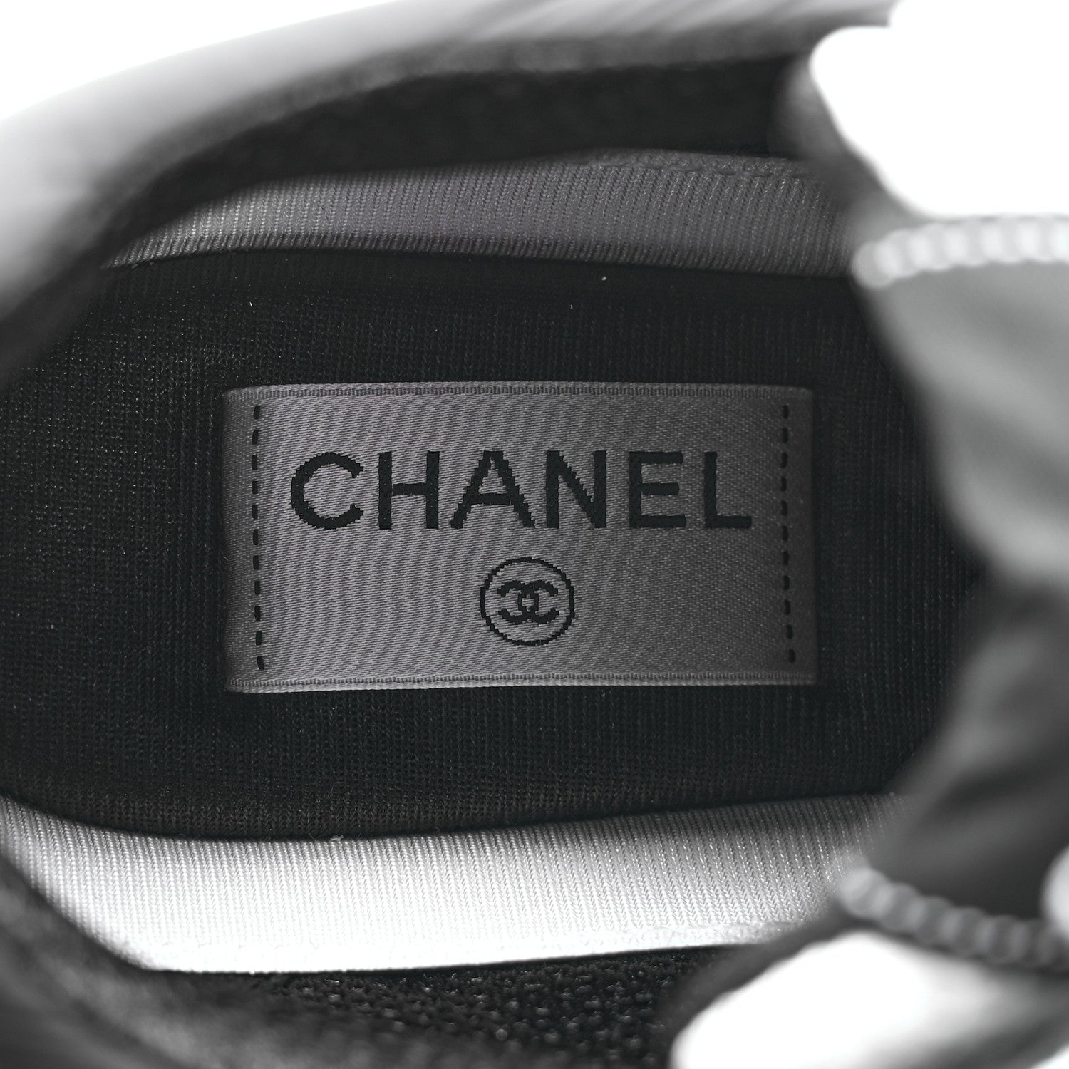 Chanel Mesh Suede Calfskin Grained Calfskin Womens CC Sneakers 39 White Black 7 of 9