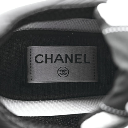Chanel Mesh Suede Calfskin Grained Calfskin Womens CC Sneakers 39 White Black 7 of 9