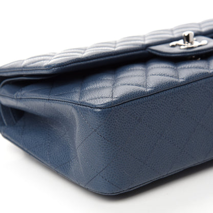 Chanel Caviar Quilted Medium Double Flap Dark Blue 7 of 12