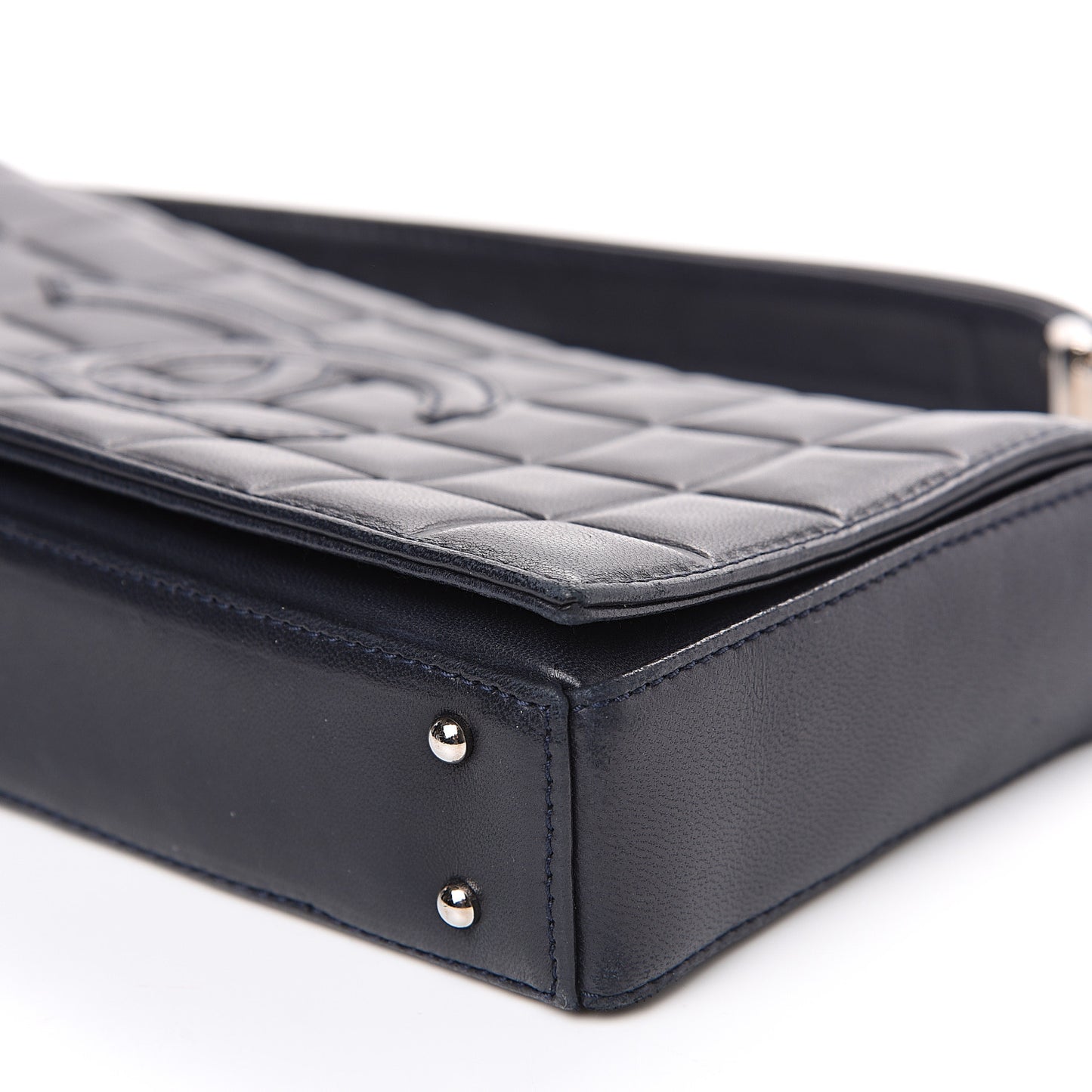 Lambskin Quilted CC Chocolate Bar Flap Navy