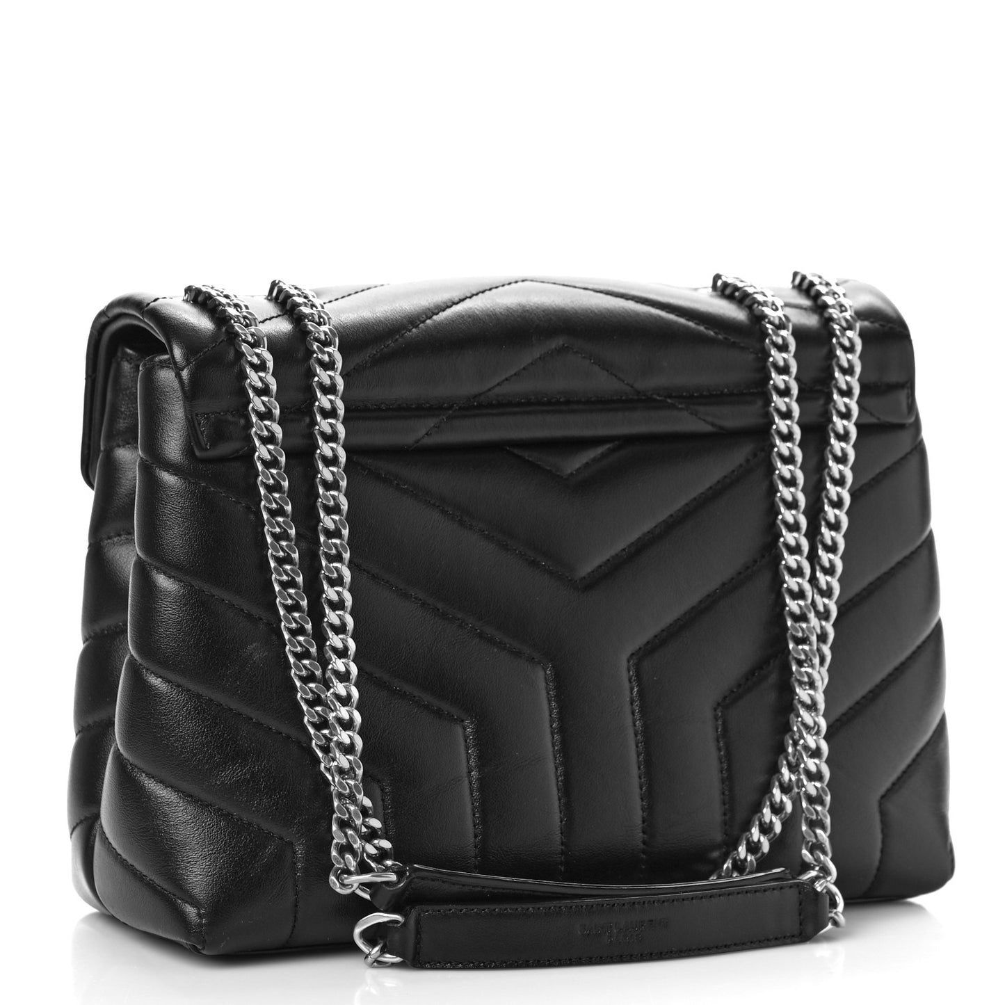 Calfskin Y Quilted Monogram Small Loulou Chain Satchel Black