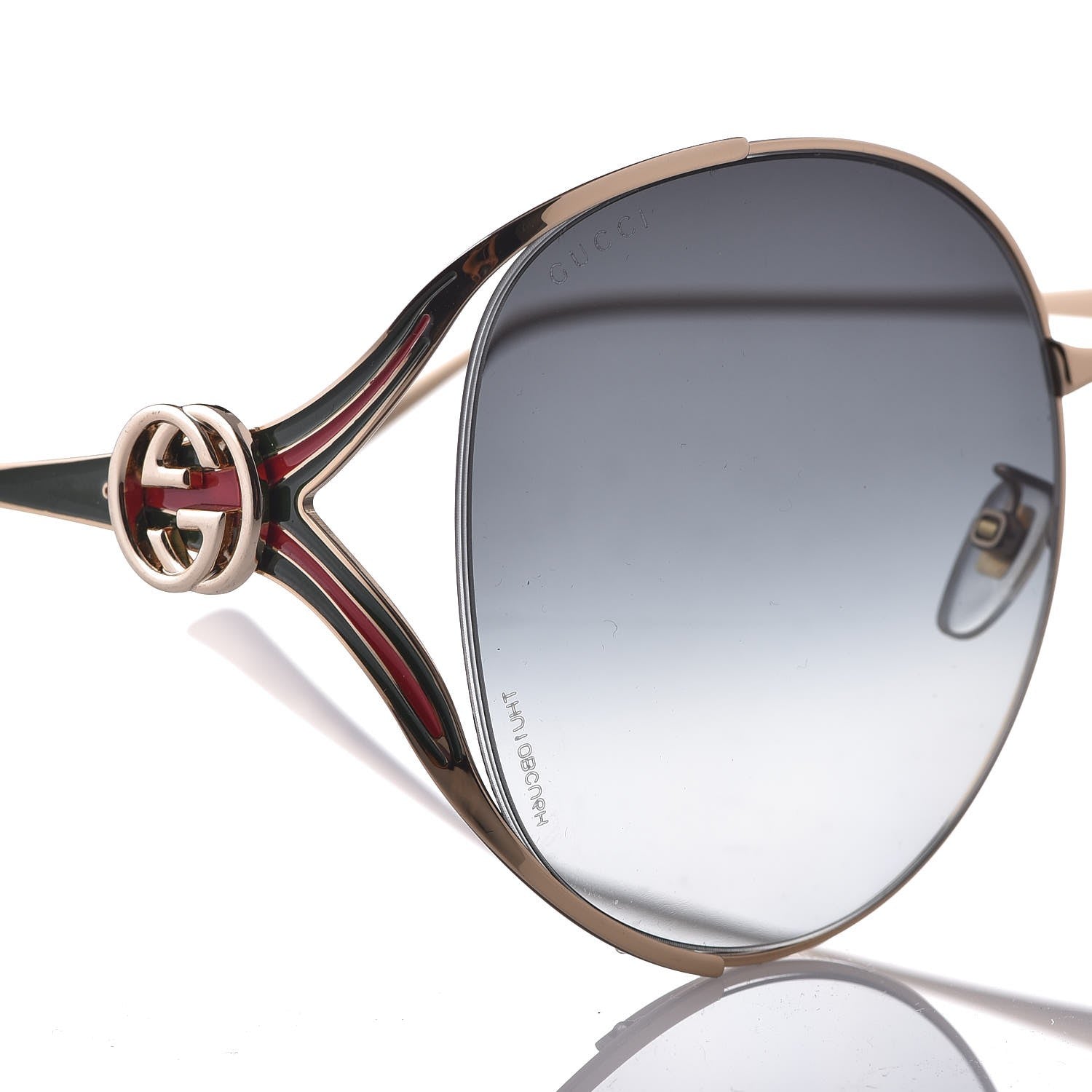 Gucci Metal Oversized Round Frame GG0225S Sunglasses Gold 7 of 8