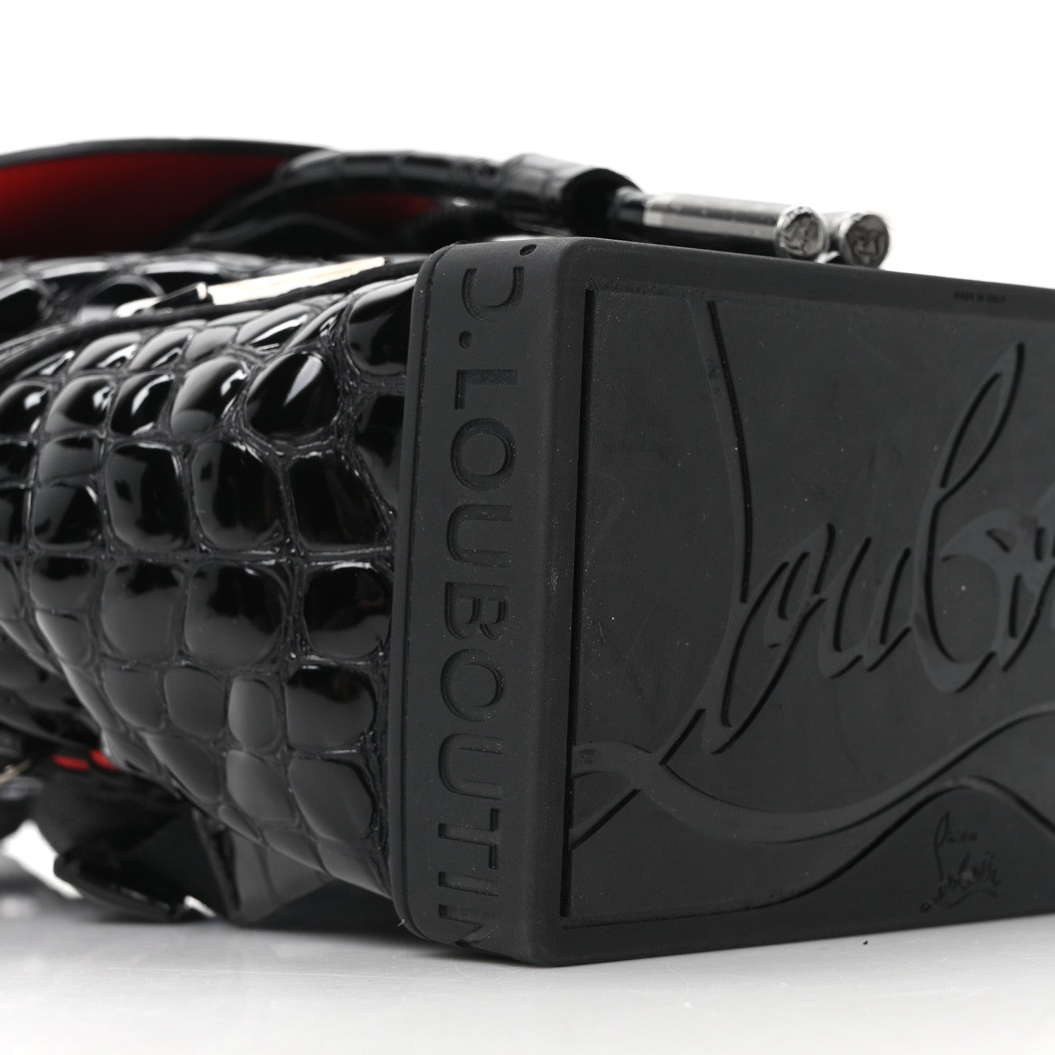 Christian Louboutin Calfskin Alligator Embossed Small Explorafunk Backpack Black 15 of 17