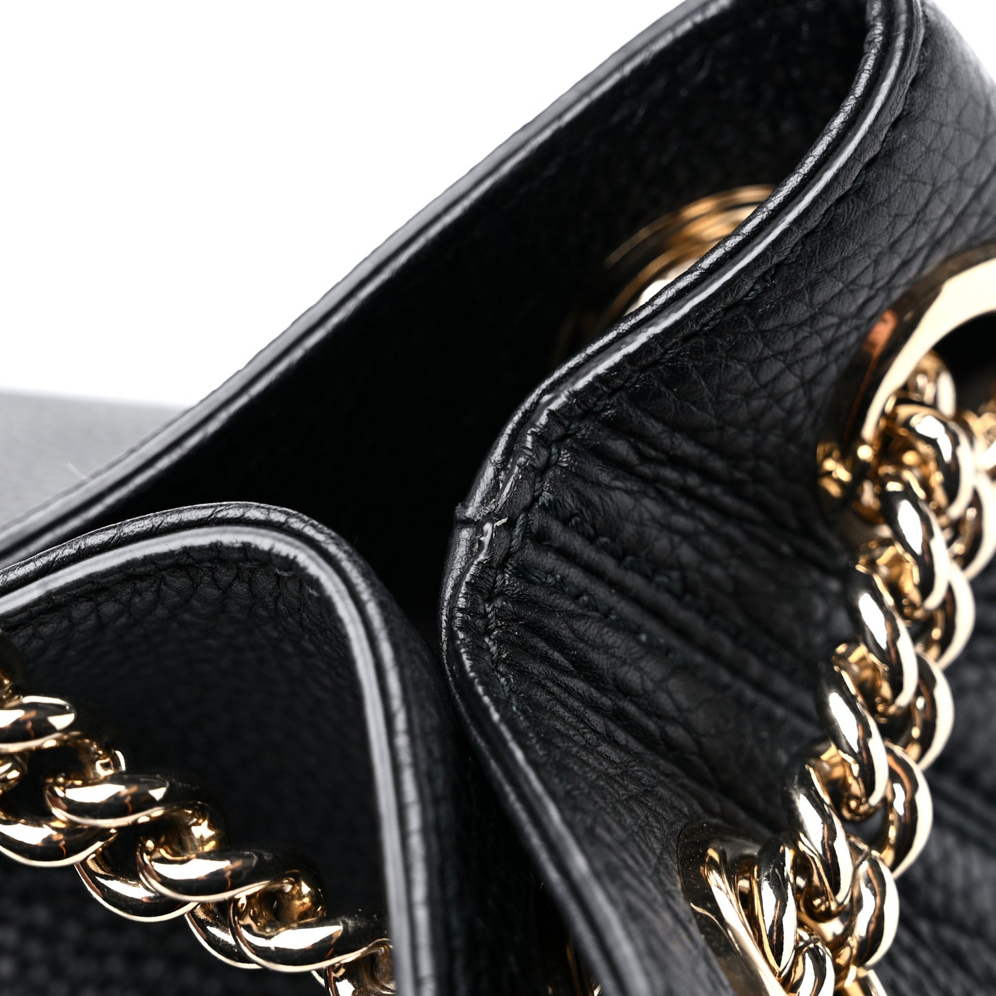 Pebbled Calfskin Medium Soho Chain Shoulder Bag Black