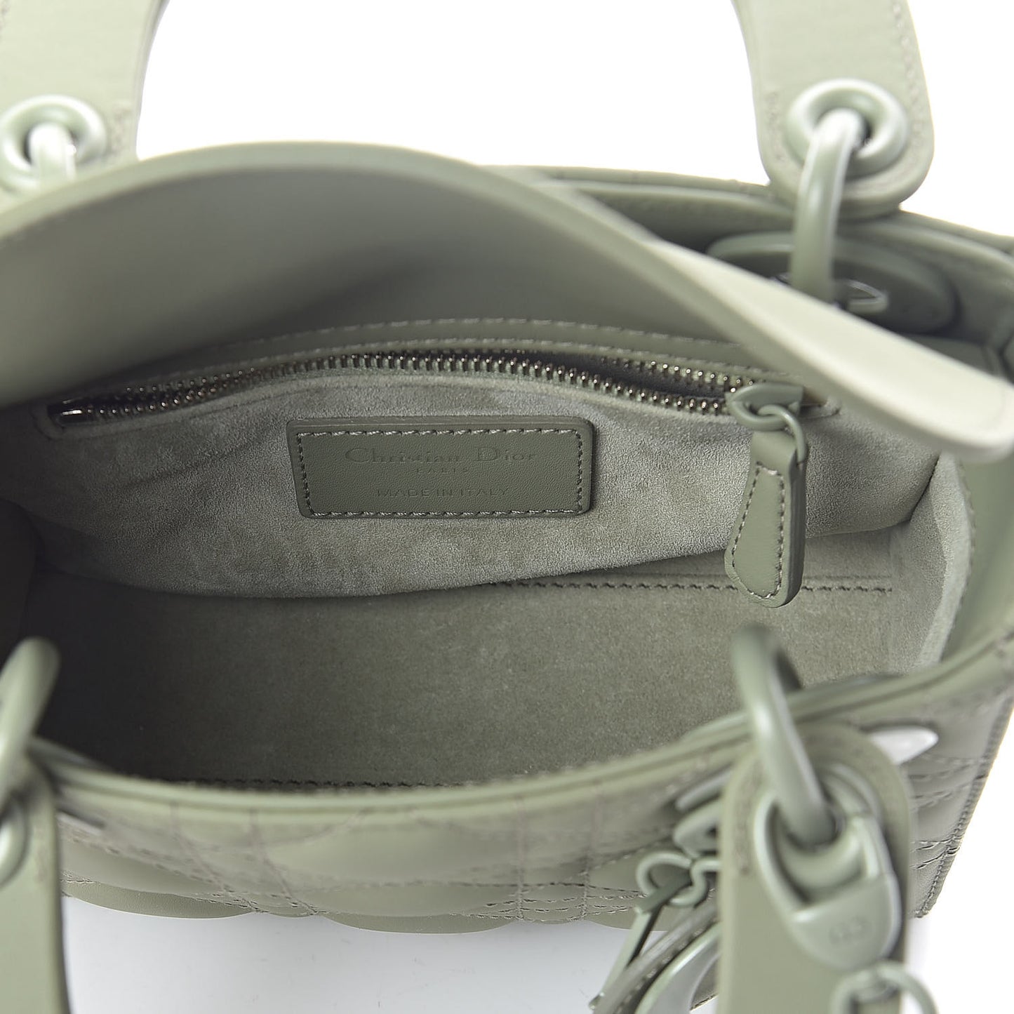 Ultra Matte Calfskin Cannage Mini Lady Dior Green