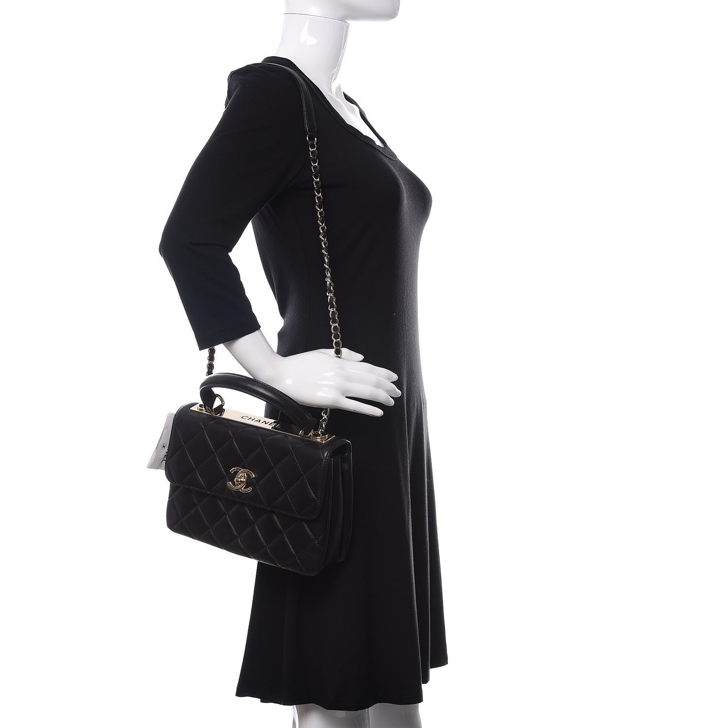 Chanel Lambskin Quilted Small Trendy CC Dual Handle Flap Bag Black 2 of 14