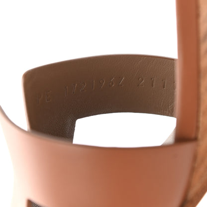 Hermes Calfskin Legend Wedge Sandals 37.5 Gold 7 of 13
