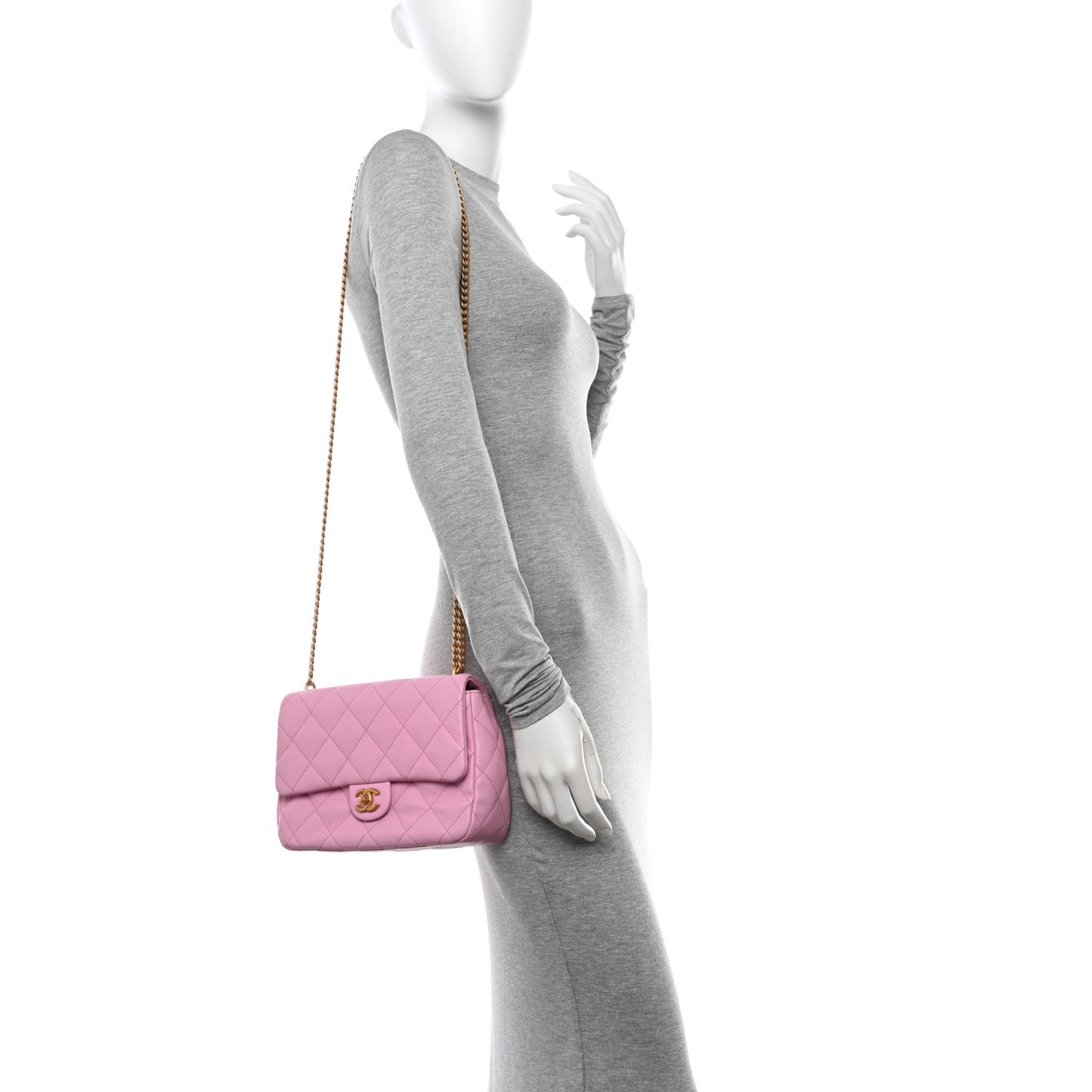 Caviar Quilted Sweetheart Flap Pink