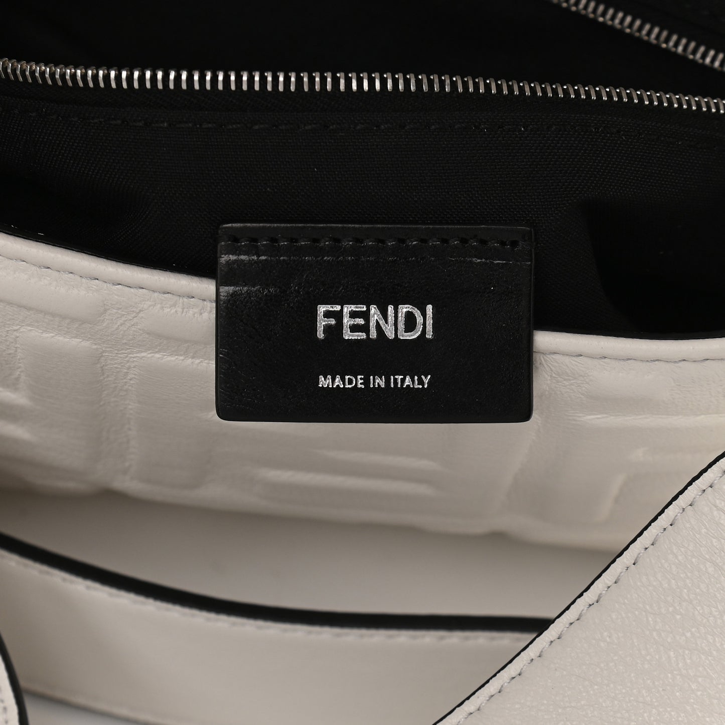 Nappa FF 1974 Embossed Belt Baguette Bag White