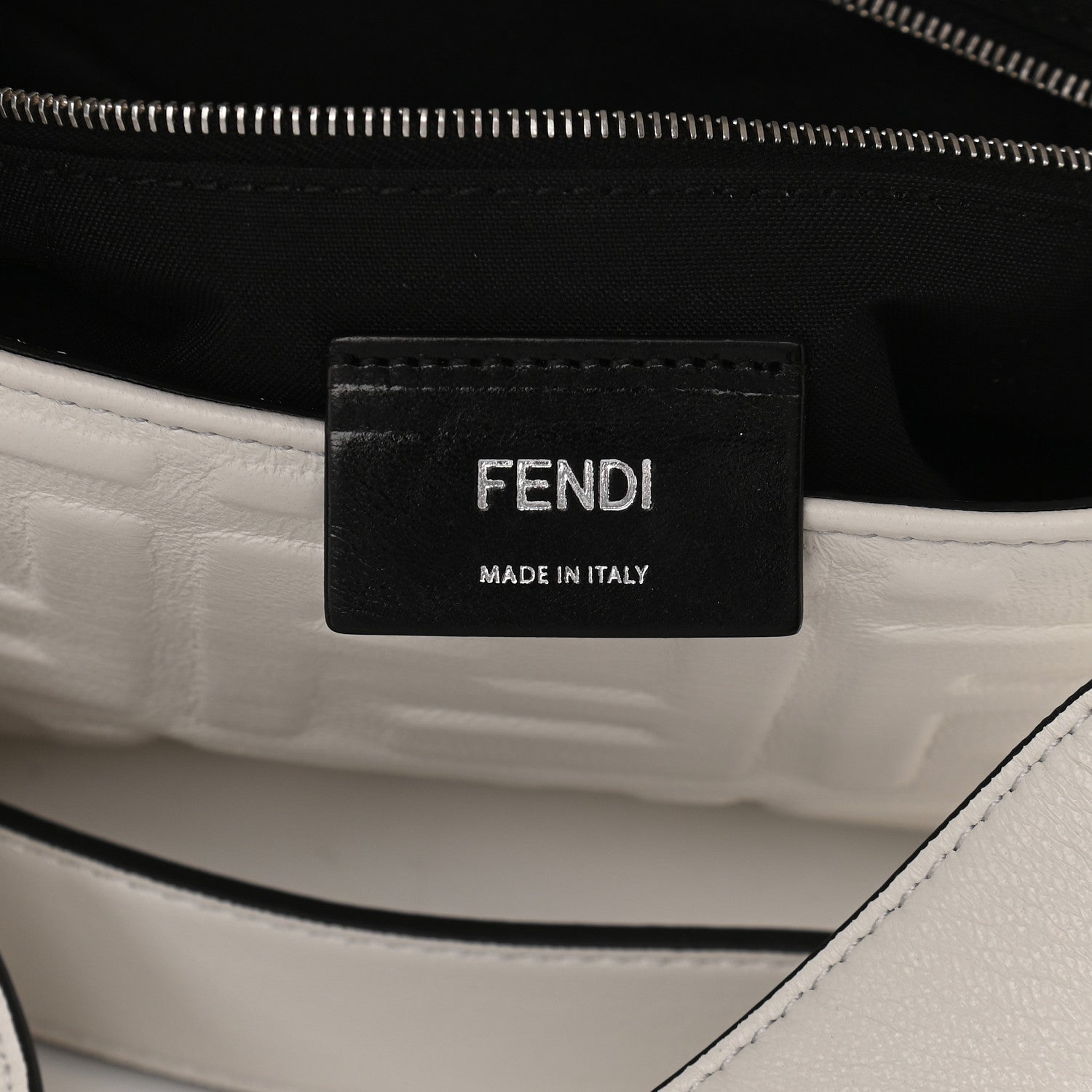 Fendi Nappa FF 1974 Embossed Belt Baguette Bag White 6 of 9
